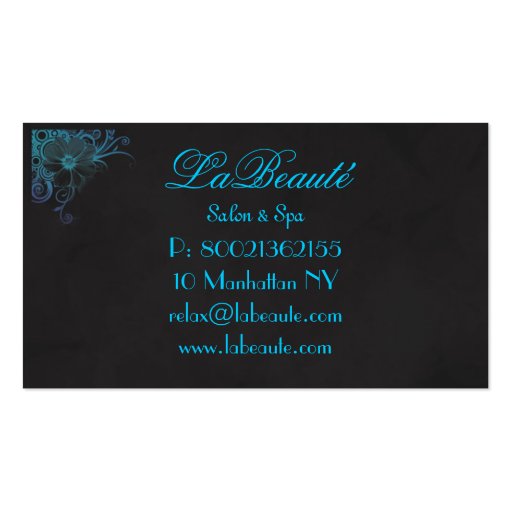 Stylish Spa Floral Blue Turquoise Business Card (back side)