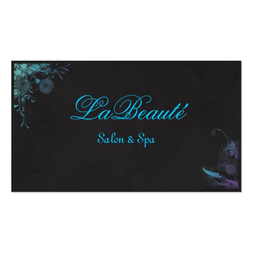 Stylish Spa Floral Blue Turquoise Business Card (front side)