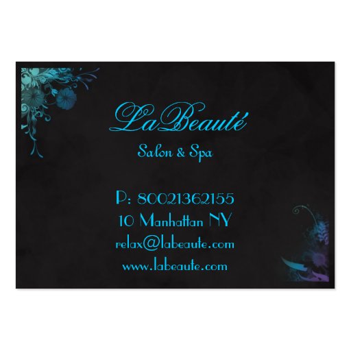 Stylish Spa Floral Blue Turquoise Gift Card Business Cards (back side)
