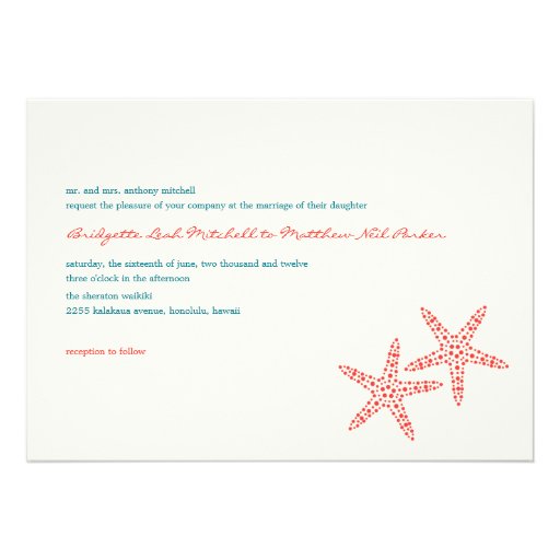 Stylish Starfish Wedding Invitations