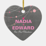 Stylish Strands | chalkboard pink Photo Christmas Ornaments