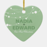 Stylish Strands | mint white Photo Christmas Tree Ornaments
