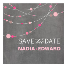 Stylish Strands Save the Date chalkboard pink Personalized Invite