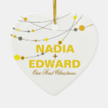 Stylish Strands | white yellow Photo Christmas Ornament