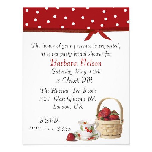 Stylish Strawberries Tea Party Invitation