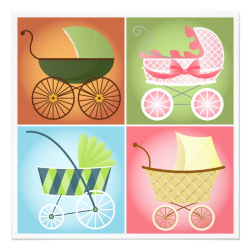 Stylish Strollers Baby Shower Personalized Invite