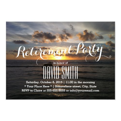 Stylish Sunset Beach Retirement Party Card