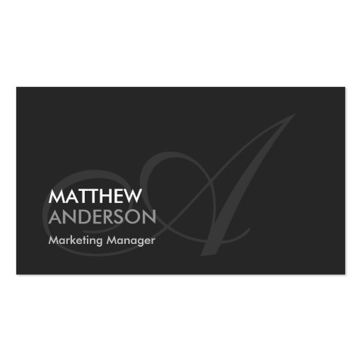 Stylish Swirl Monogram - Black and White Business Cards (front side)