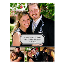 Stylish Tab Wedding Thank You Card Postcard