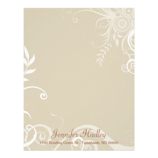 Stylish Tan & White Custom Letterhead Stationery