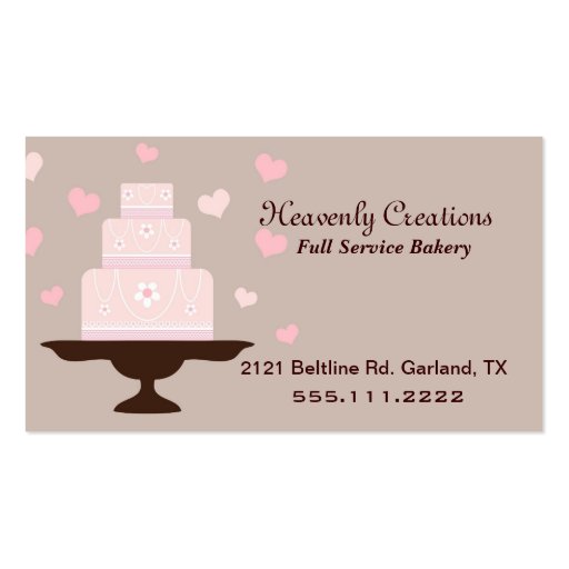 Stylish Taupe & Pink Bakery Business Card (front side)