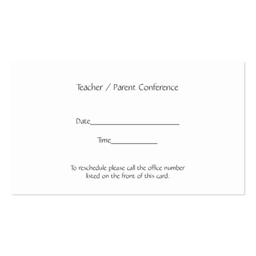 Stylish Teacher Business Card (back side)