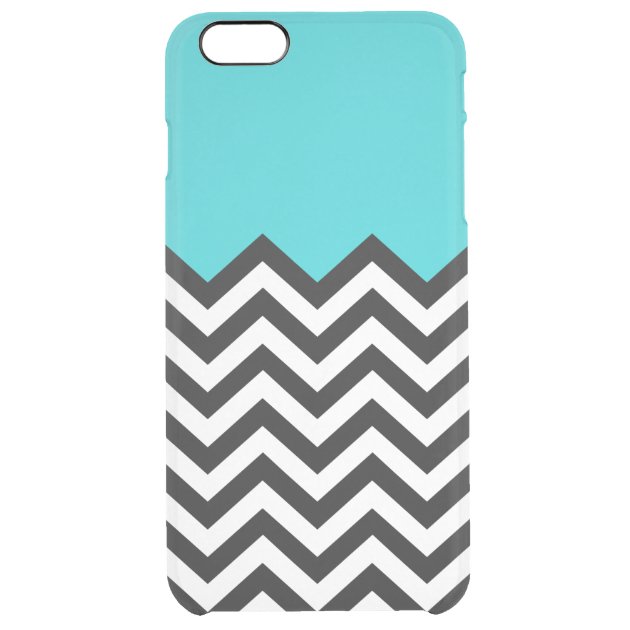 Stylish Teal Blue Chevron Zigzag Pattern Uncommon Clearlyâ„¢ Deflector iPhone 6 Plus Case