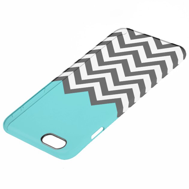 Stylish Teal Blue Chevron Zigzag Pattern Uncommon Clearlyâ„¢ Deflector iPhone 6 Plus Case-3