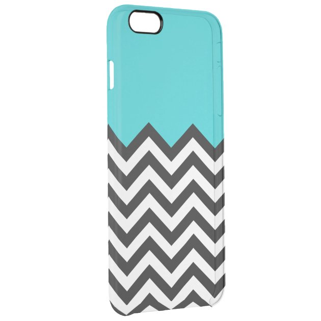 Stylish Teal Blue Chevron Zigzag Pattern Uncommon Clearlyâ„¢ Deflector iPhone 6 Plus Case-2
