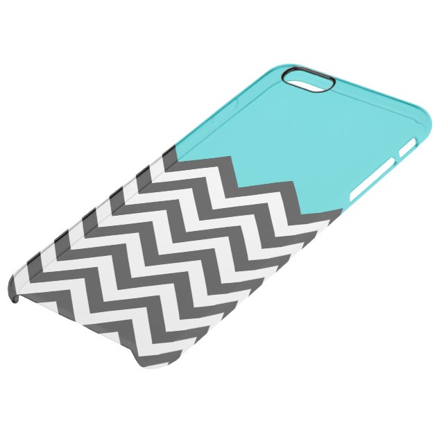 Stylish Teal Blue Chevron Zigzag Pattern Uncommon Clearlyâ„¢ Deflector iPhone 6 Plus Case-4