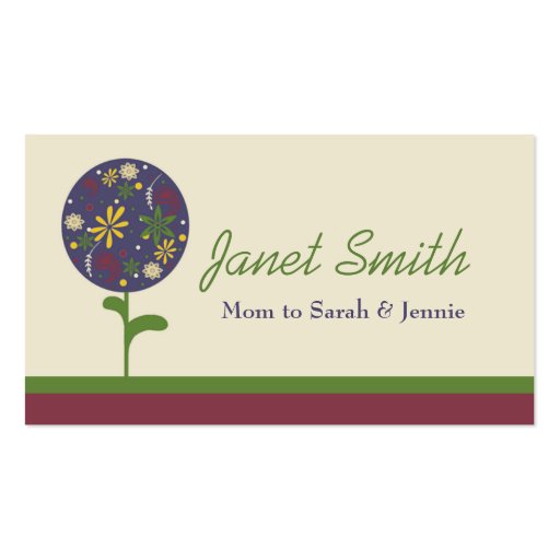 Stylish Topiary Flower Mommy Card Business Card (front side)