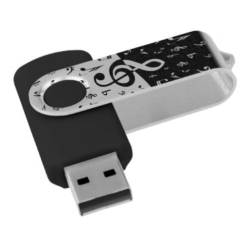 Stylish Treble Clef Wave Black and White Swivel USB 2.0 Flash Drive