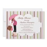 Stylish trendy stripes baby shower invitation