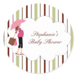 Stylish trendy stripes baby shower stickers