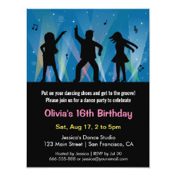Stylish Trendy Teens Disco Dance Birthday Party 4.25" X 5.5" Invitation Card