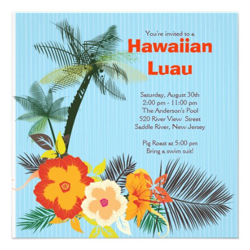 Stylish Tropical Drinks Hawaiian Luau Party Personalized Announcements (front side)