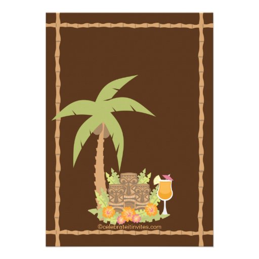 Stylish Tropical Hawaiian Luau Party Invitations