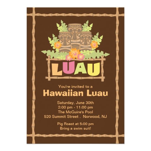 Stylish Tropical Hawaiian Luau Party Invitations