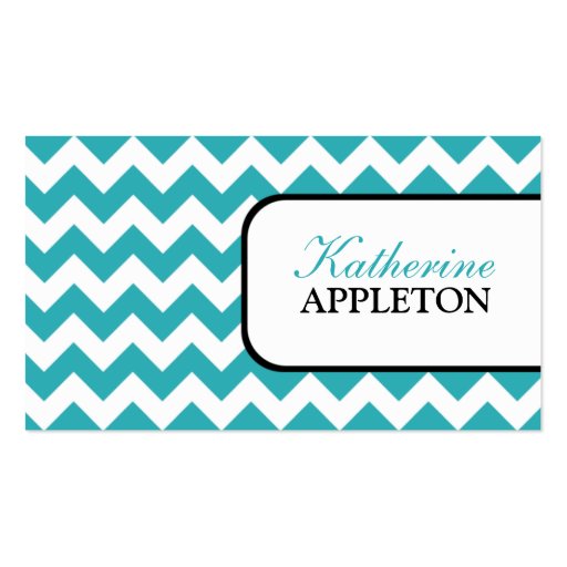 Stylish Turquoise Chevron Business Cards (front side)
