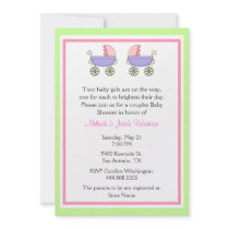 Stylish Twin Girls Couples Baby Shower Invitation