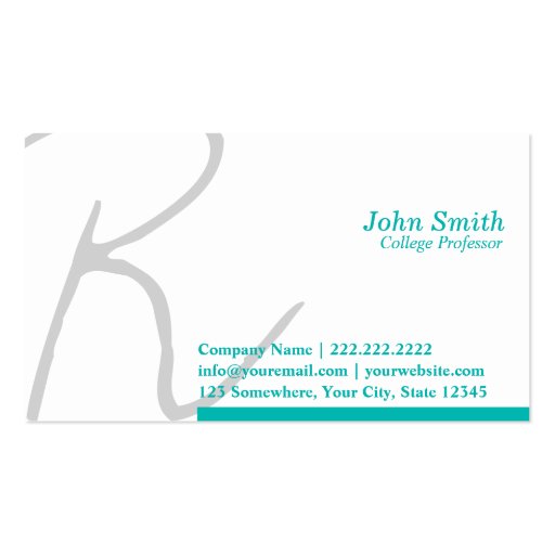 Stylish Typography Professor Business Card (front side)