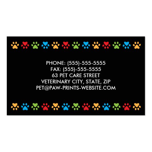 Stylish veterinary or pet services business card (back side)