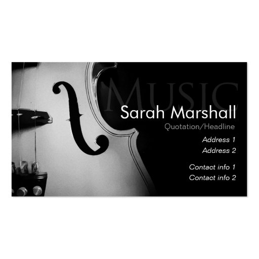 Stylish Violin Musician Business card (front side)