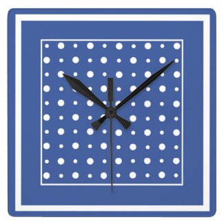 Stylish Wall Clock, Dark Blue Polka Dots