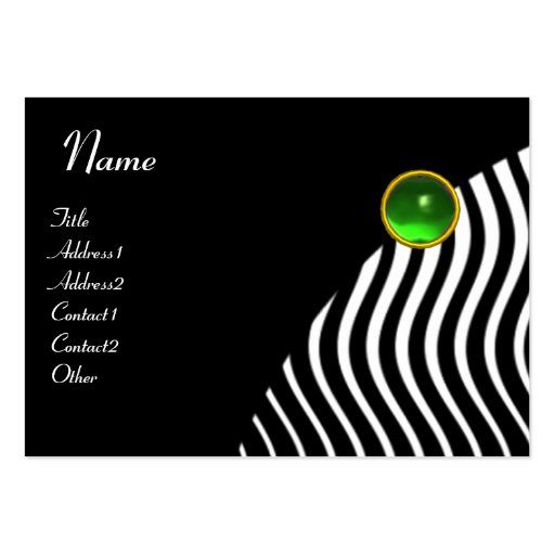 STYLISH WAVES MONOGRAM , black and white green Business Card (front side)