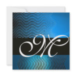 STYLISH WAVES MONOGRAM, blue sapphire Personalized Announcements