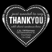 Stylish White & Black Lacy Thank You Heart Sticker stickers