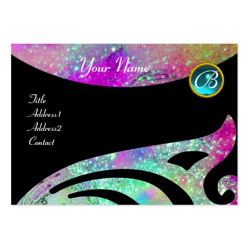 STYLISH WINGS MONOGRAM ,AQUA BLUE pink,purple,teal Business Card Templates (front side)