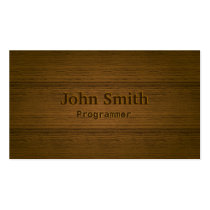 Stylish Wood Embossing Programmer Business Card