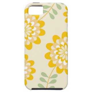 Stylish Yellow Floral Pattern - Cream iPhone 5 Cases