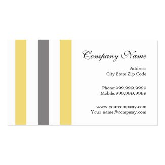 Stylish Yellow Gray Stripes Modern Double-Sided Standard Business Cards (Pack Of 100)