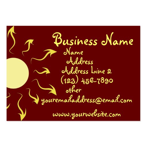 Stylish Yellow Sun Business Cards (front side)