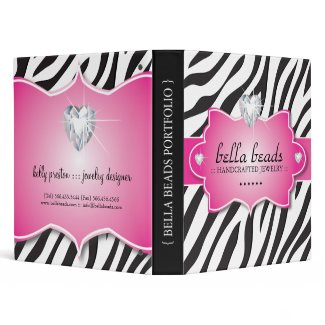 Stylish Zebra Jewellery Designer Portfolio Binder binder