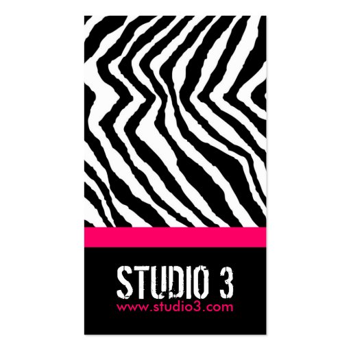 Stylish Zebra Print Business Card (front side)