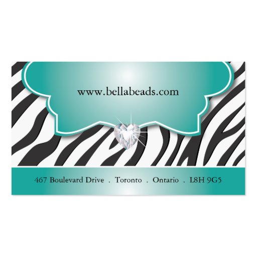 Stylish Zebra Print Business Cards (back side)