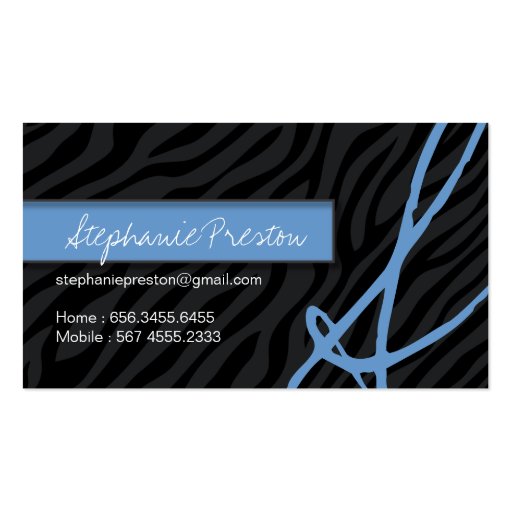 Stylish Zebra Print Calling Card Business Cards (front side)