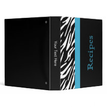 Stylish Zebra Print Monogram Recipe Binder binders