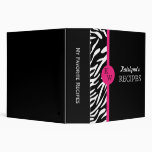Stylish Zebra Print Monogram Recipe Binder