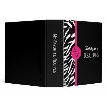 Stylish Zebra Print Monogram Recipe Binder binders