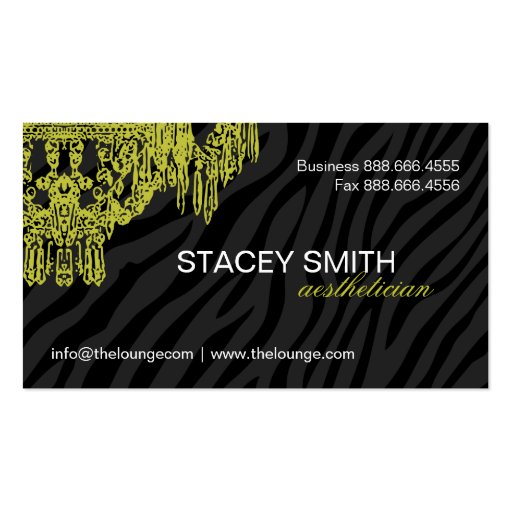 Stylish Zebra Print  Salon and Spa Business Card (back side)